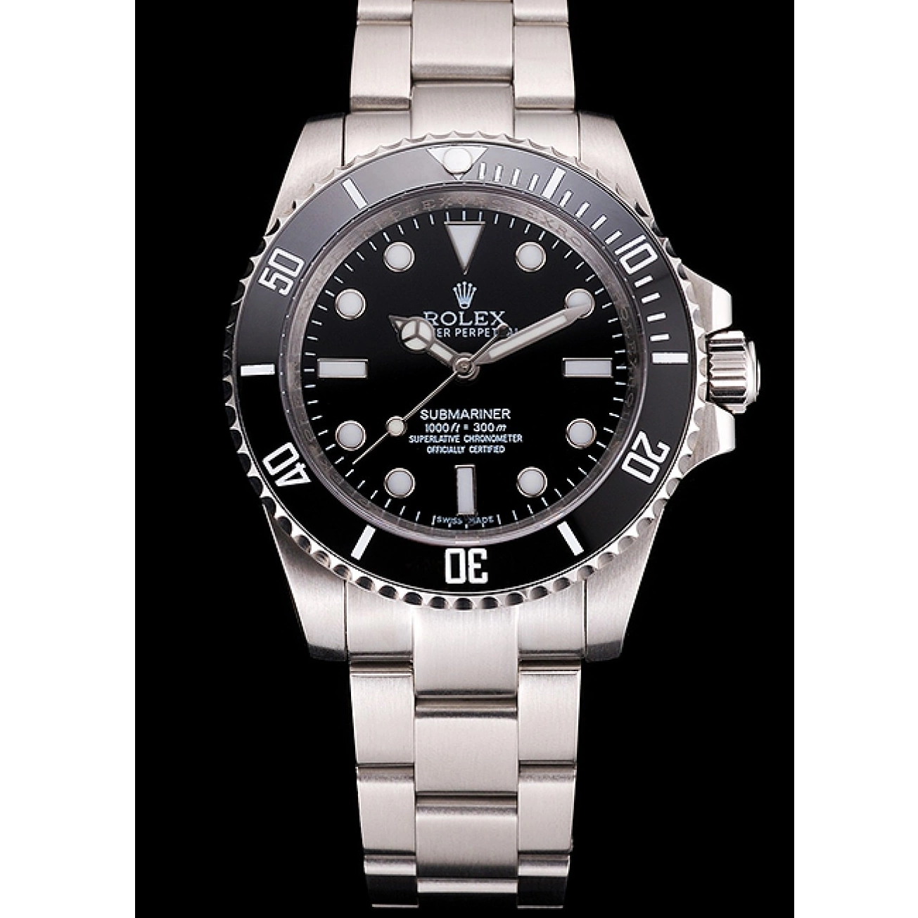 Aaa replica watch And Swiss No Date Dial Bezel Bracelet Rolex And Steel Case Stainless Black Submariner 0518